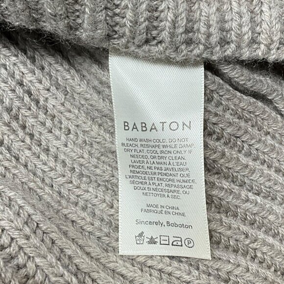 Babaton Guell Turtleneck Sweater Turner Taupe Size S Cropped 100% Merino Wool - Picture 8 of 9